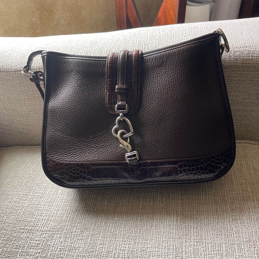 Brighton Brown Croc-Embossed Shoulder Bag Vintage
